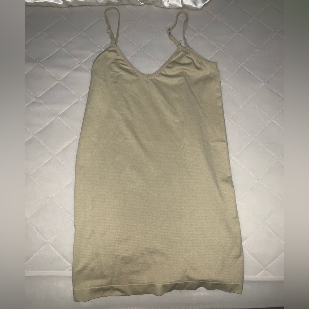 beige tank top